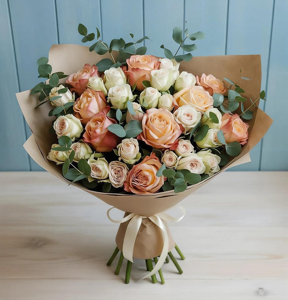 Букет цветов из: Альстромерии и Розы в Александрийской Республики Дагестан