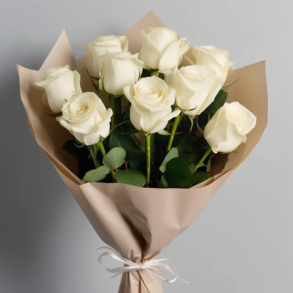 Букет 9 Белых роз Эдлесс Лав в Александрийской Республики Дагестан