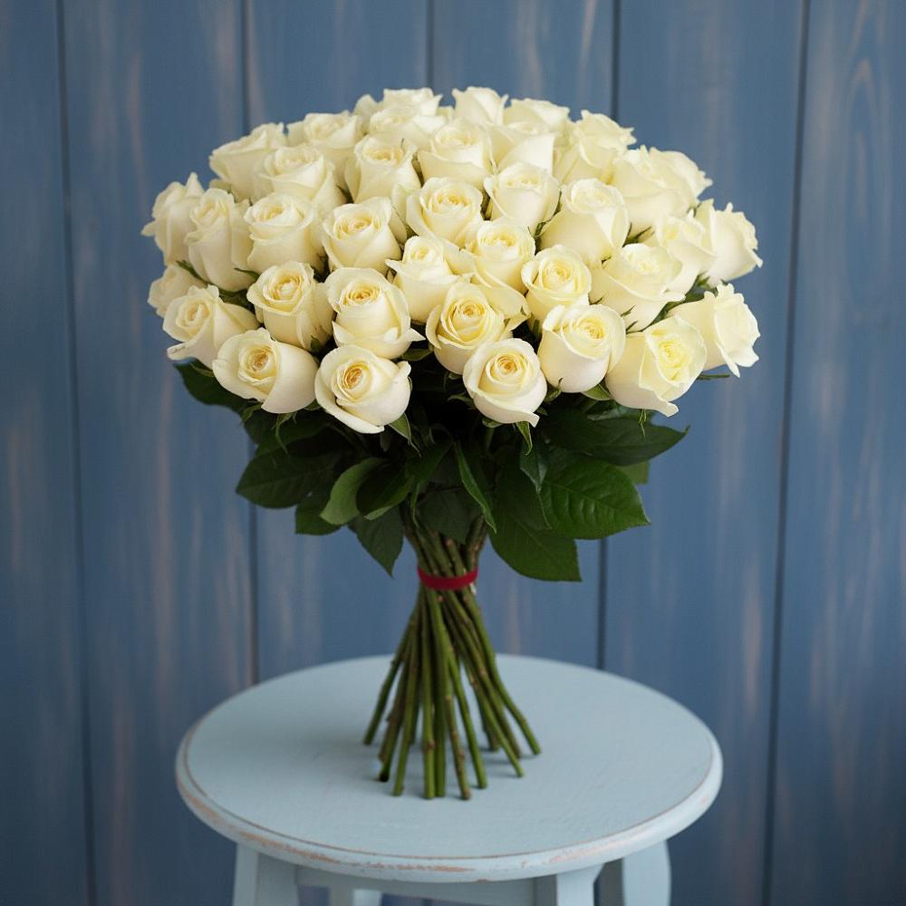 Букет 51 Белая роза Эдлесс Лав в Александрийской Республики Дагестан