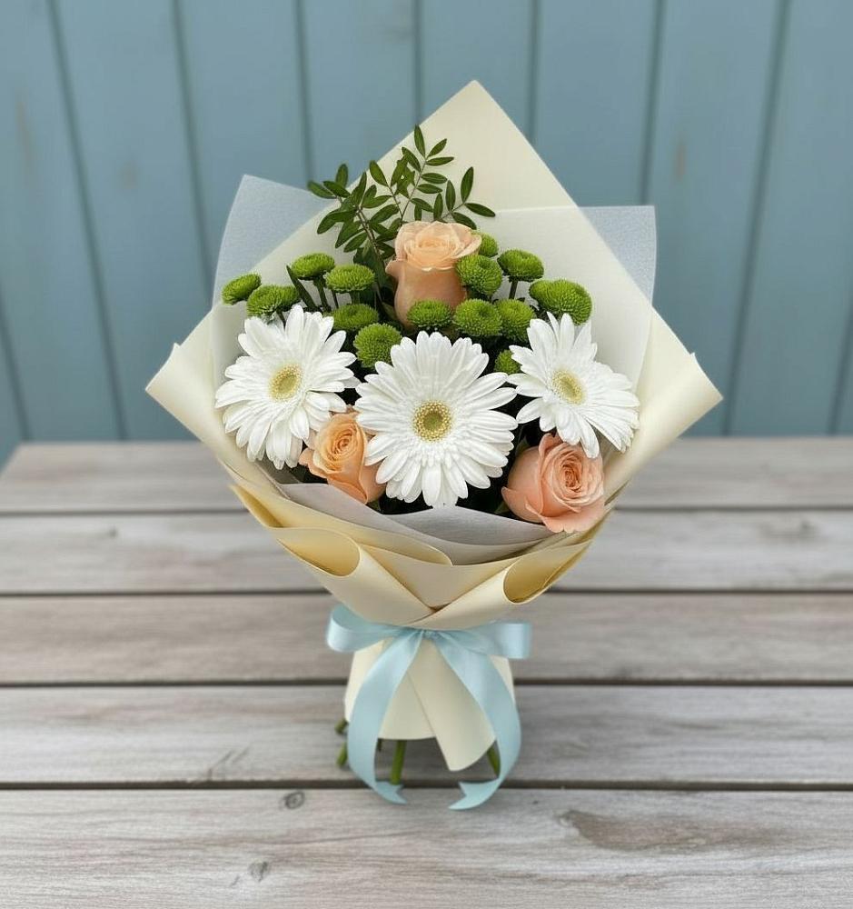 Букет цветов из: Герберы, Розы и Хризантемы в Александрийской Республики Дагестан