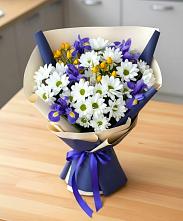 Букет цветов из:  Розы, Ирисы и Хризантемы #REPLACE_PRED# Александрийской Республики Дагестан