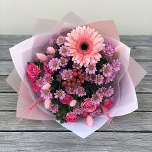 Букет цветов из:  Розы, Герберы и Хризантемы #REPLACE_PRED# Александрийской Республики Дагестан